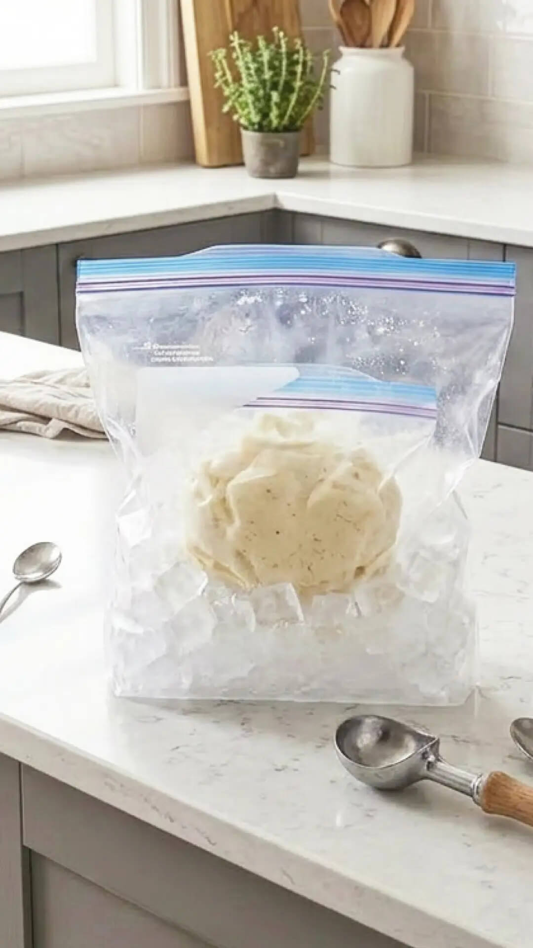 making ice cream in a plastic bag