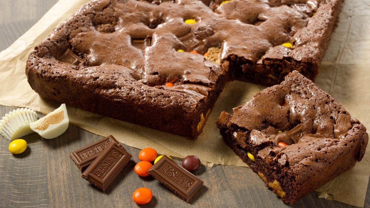 brownies stuffed with hersheys chocolate candies
