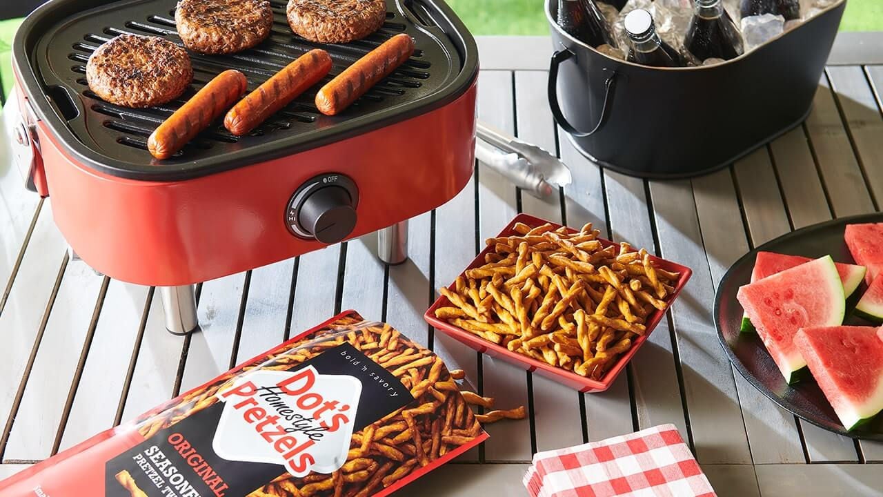 dots pretzels next to summer barbecue