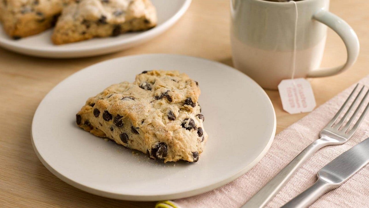 plate of chocolate chip scones