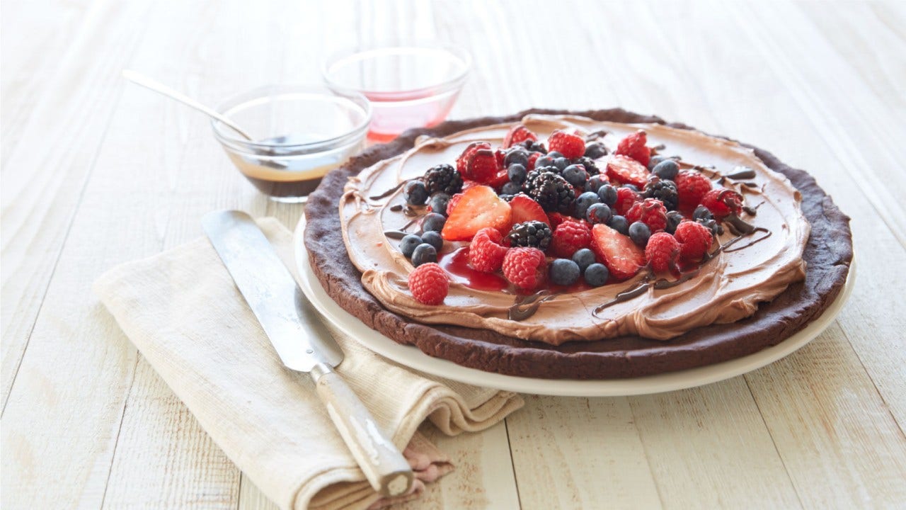 chocolate pie with fresh fruit on top
