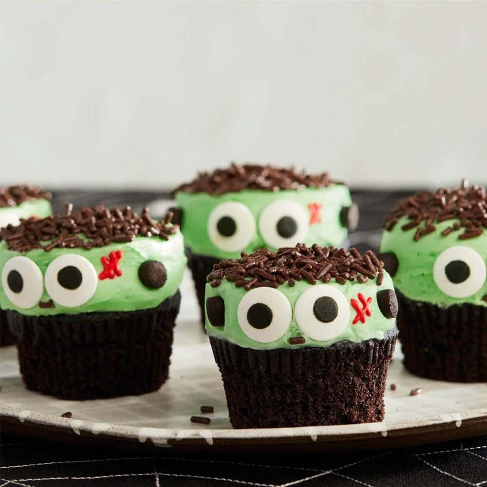 tray of hersheys monster themed cupcakes