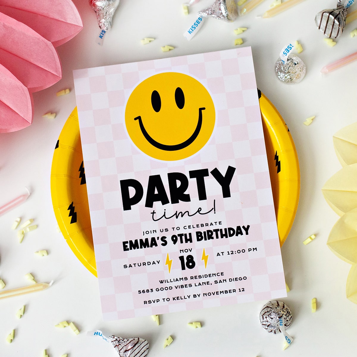 Smiley Face Birthday Invitation